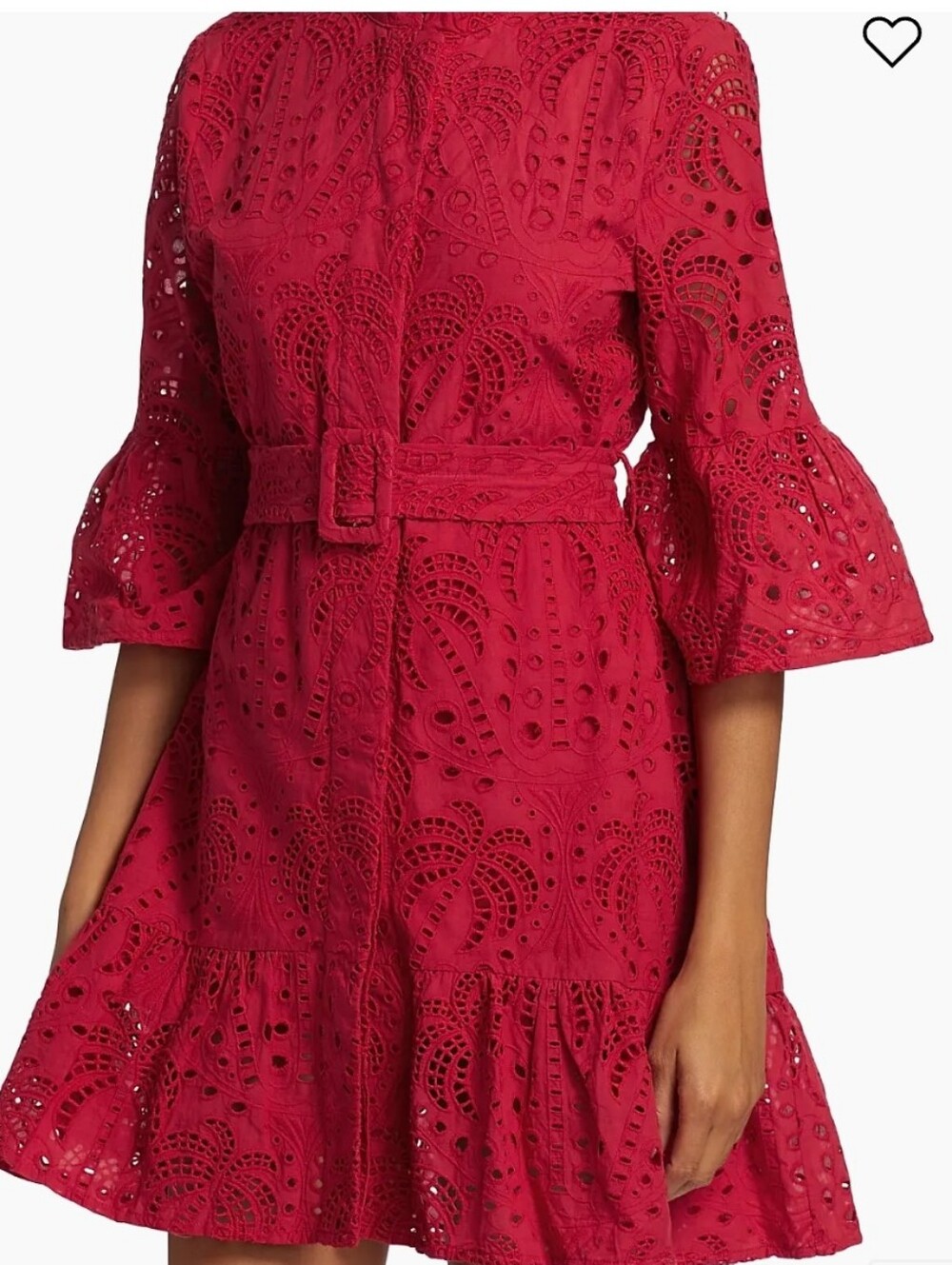 Farm Rio red palm mini Eyelet lace Dress
